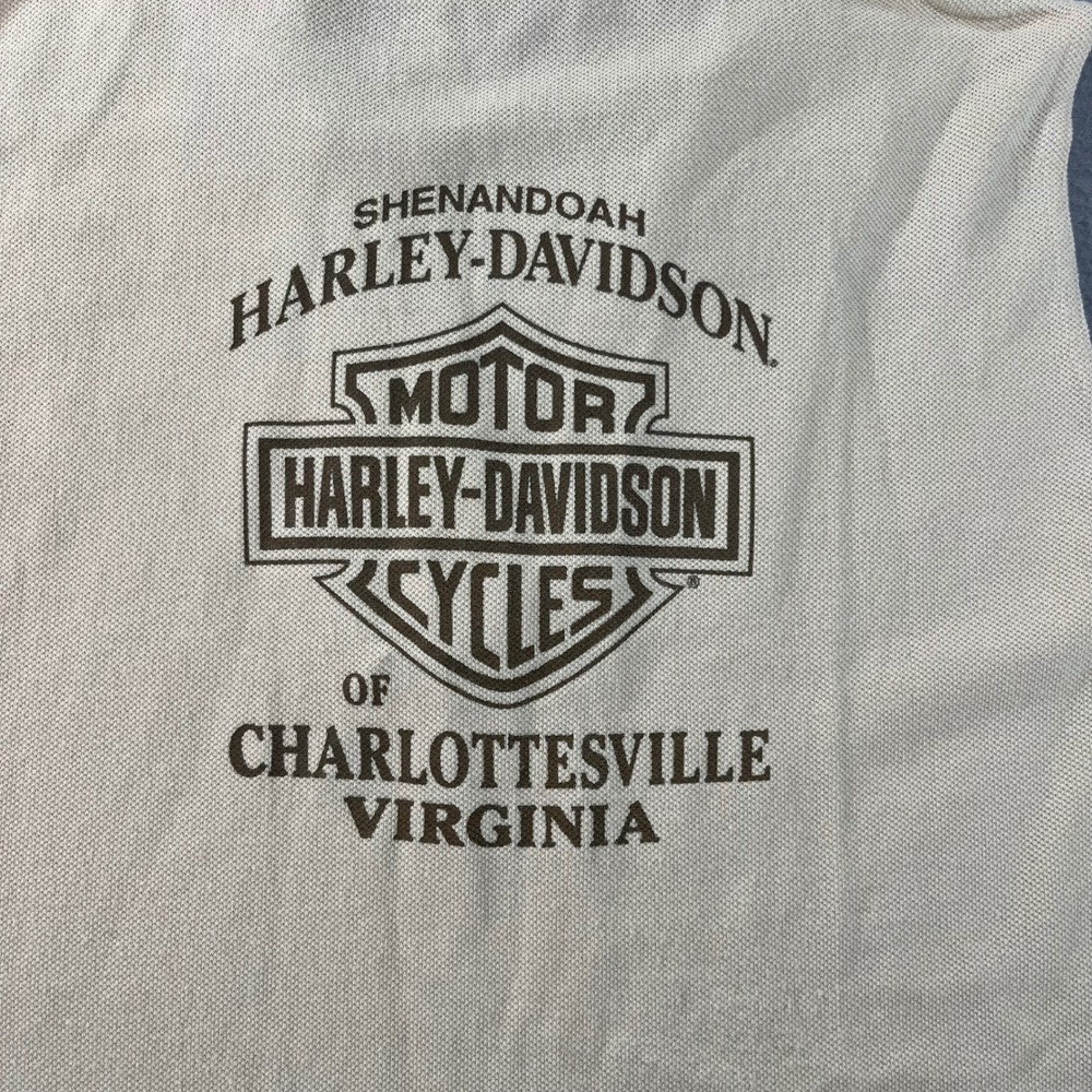 VTG Harley Davidson Sleeveless Polo Shirt Tan Shenandoah Virginia Women L Cotton - Picture 7 of 8